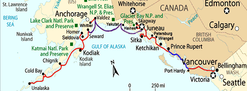 Alaska Marire Ferry Route Map And Booking