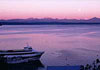 US Ports: Langley, WA. Washington ferry at sunset
